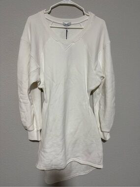 Women's Crewneck Longline Sweater Dress - White